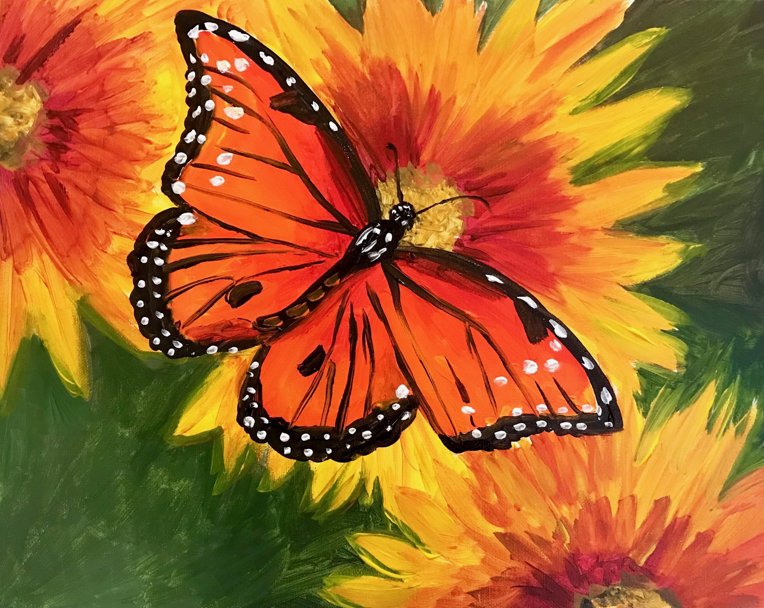 Lucky Butterfly - The Painters Lounge - Best paint and wine, paint and