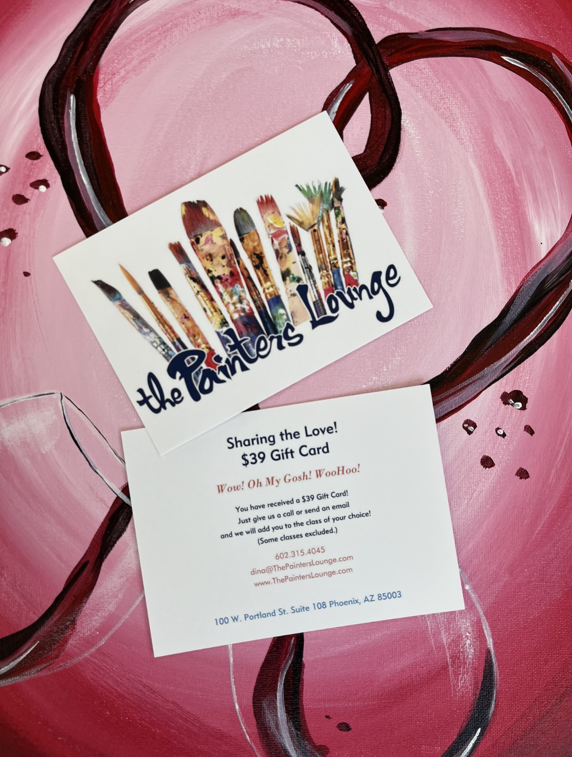 Paint and wine party gift cards